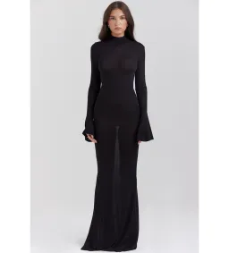 House Of Cb Sancha Black Knit Maxi Dress Black Size 6  for rent on The Volte - image 1