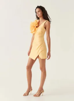 Aje Energy Mini Dress in Marigold Size 8  for rent on The Volte - image 2