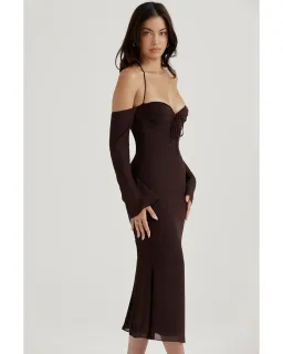 House of CB Naomi Midi Dress in Espresso Brown Size AU 6 for rent on The Volte - image 2
