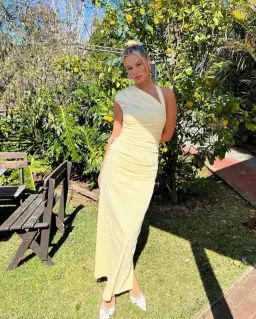 Sir The Label Giacomo Gathered Gown Butter Yellow Size 4/ AU 14 for rent on The Volte - image 1