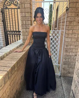 Aje Violette Bubble Hem Maxi Dress Black Size AU 8 for rent on The Volte - image 1