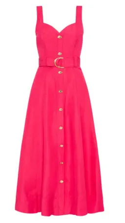 Aje Clay Belted Midi Dress Bougainvillea Red Size 8  for rent on The Volte - image 3