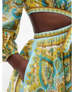 Zimmermann Halcyon Tie Front Midi Dress Blue Yellow Paisley Size 1 / AU 10 for rent on The Volte - image 4