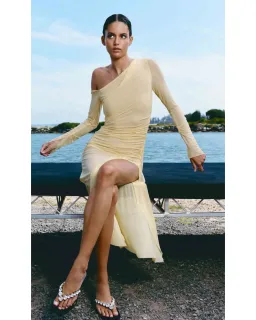 Bec & Bridge Fae Asym Long Sleeve Dress in Butter Yellow Size AU 10 for rent on The Volte - image 4
