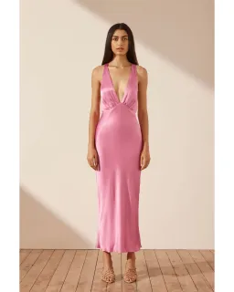 Shona Joy Arienzo Plunge Cross Back Dress Pink Size AU 8 for rent on The Volte - image 1