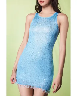 Asta Resort Natalia Mini Dress Baia Blue Sequin Size XS / AU 6 for rent on The Volte - image 3