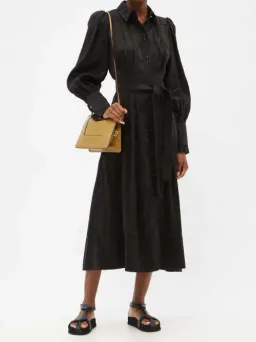 Aje Idealist Linen Blend Midi Dress Black Size 4 for rent on The Volte - image 3