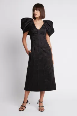 Aje Admiral Butterfly Sleeve Midi Dress Black Size 4  for rent on The Volte - image 1