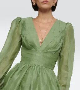Zimmermann Lyrical Cross Over Mini Dress Fern Green  for rent on The Volte - image 2