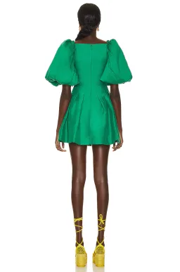 Aje Dusk Knot Puff Sleeve Mini Dress Emerald Green Size 6 for rent on The Volte - image 4