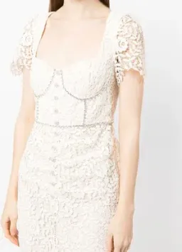 Cream Rose Lace Midi Dress for rent on The Volte - image 5
