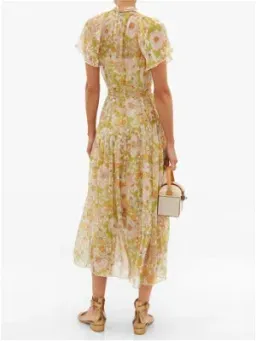 Zimmermann Super Eight Floral-print Silk-chiffon Dress - Pink Multi for rent on The Volte - image 3