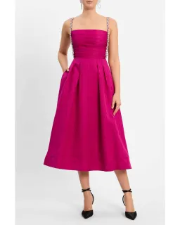 Rebecca Vallance Cynthia Midi Dress Fuchsia Size AU 10 for rent on The Volte - image 1