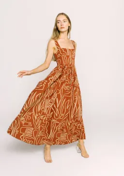 Bel Kazan Janie Maxi Dress in Mocha Rye Print Size 8 for rent on The Volte - image 2