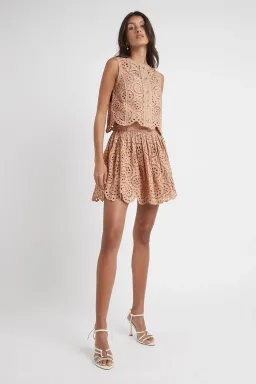 Aje Salita Broderie Mini Skirt Bleachcoast Beige Size 8 for rent on The Volte - image 1