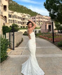 House of CB Joan Lace Up Back Maxi Dress in Ivory White Size S / AU 8 for rent on The Volte - image 6