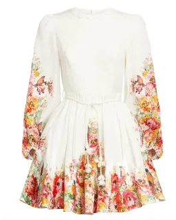 Zimmermann Mae Embellished Linen Mini Dress Floral Print Size AU 8  for rent on The Volte - image 3