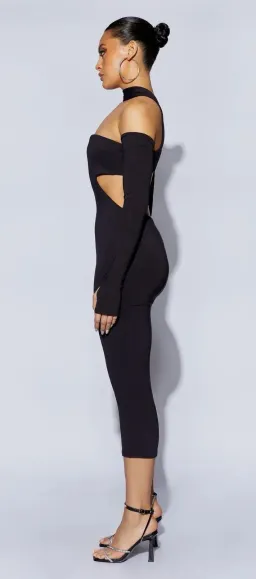 Meshki Demie Neckband Midi Dress With Fingerless Gloves Black Size S / AU 8 for rent on The Volte - image 4