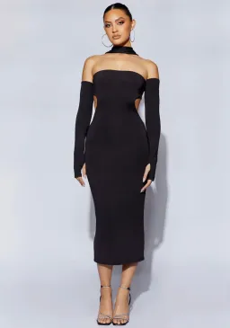 Meshki Demie Neckband Midi Dress With Fingerless Gloves Black Size S / AU 8 for rent on The Volte - image 1