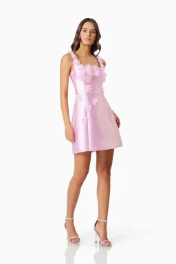 Elliatt Elder Floral Decal Applique Mini Dress In Pink Size S / AU 8 for rent on The Volte - image 1