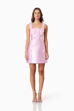 Elliatt Elder Floral Decal Applique Mini Dress In Pink Size S / AU 8 for rent on The Volte - image 2