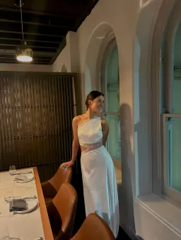 MISHA Jillian Satin & Lace Gown Ivory Size 8/S for rent on The Volte - image 4