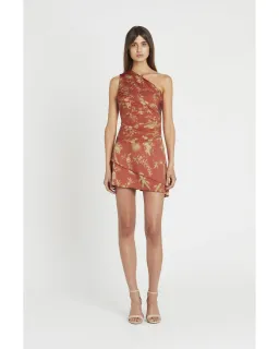 Sir The Label Florentine One Shoulder Pleated Mini Dress Maroon Size AU 6  for rent on The Volte - image 1