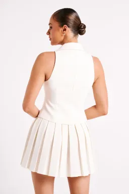 Meshki Mura Suiting Vest & Pleated Mini Skirt Set Ivory Size XS / AU 6 for rent on The Volte - image 3