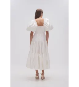 Aje Casa Puff Sleeve Midi Dress White Size 10 for rent on The Volte - image 3