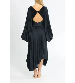 Acler Palms Pleat Midi Dress Navy Size 8/S for rent on The Volte - image 3