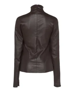 Bottega Veneta Leather Turtle Neck Top Brown Size AU 6 for rent on The Volte - image 4