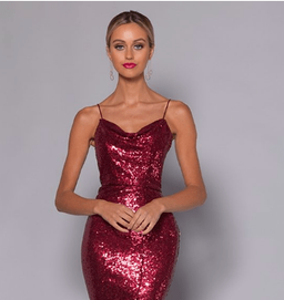 Bariano Sequin Burgundy Gown Size 10 for rent on The Volte - image 1