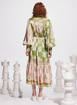 Alemais Checkmate Silk Midi Shirtdress Multi Size 16 for rent on The Volte - image 3