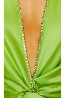 Khanums X Revolve Halter Gown With Slit Green Size 6 for rent on The Volte - image 4