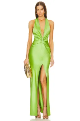 Khanums X Revolve Halter Gown With Slit Green Size 6 for rent on The Volte - image 1