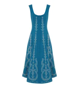 Alemais Donovan Corded Midi Dress Blue Print Size AU 16 for rent on The Volte - image 6
