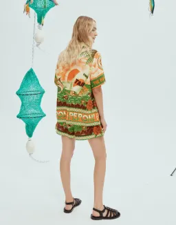 Alemais Bungalow Oversized Linen Shirt and Short Set Multi Print Size 16 for rent on The Volte - image 3