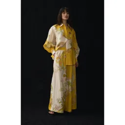 Alemais Ira Linen Shirt and Pants Set in Lemon Cream Floral Size 16 for rent on The Volte - image 2