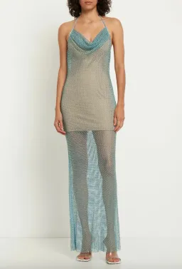Self Portrait Crystal-Embellished Fishnet Maxi Dress AU8 for rent on The Volte - image 1