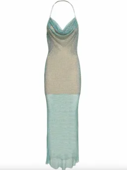 Self Portrait Crystal-Embellished Fishnet Maxi Dress AU8 for rent on The Volte - image 3