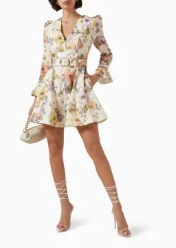 Zimmermann Luminosity Mini Dress Multi Floral Cream Size 1 / AU 10 for rent on The Volte - image 1