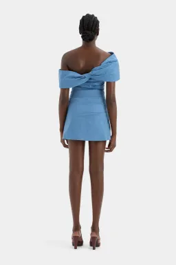 Sir the Label Jones Off Shoulder Mini Dress Washed Blue Size 2 / AU 10 for rent on The Volte - image 2