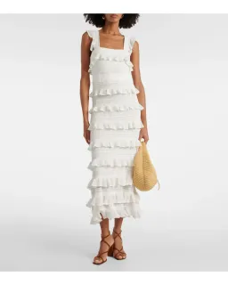Zimmermann Natura Ruffle Dress in Parchment Size 1 / AU 10 for rent on The Volte - image 1