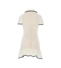 Self Portrait Cream Crochet Collared Mini Dress Size M/AU 8 for rent on The Volte - image 5