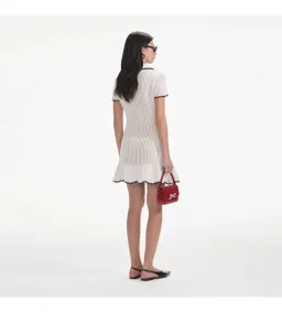 Self Portrait Cream Crochet Collared Mini Dress Size M/AU 8 for rent on The Volte - image 2