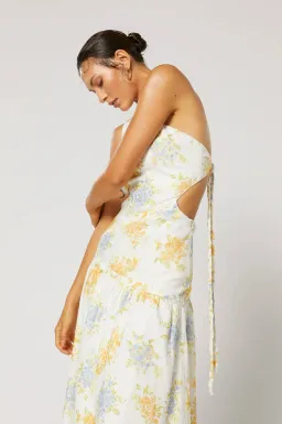 Ravello One Shoulder Dress, Winona, Cream Floral Size S 8 for rent on The Volte - image 3