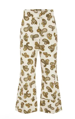 Alemais Mia Puff Blouse Size 8 & Crop Pant Size 12 Set in Cream Paisley for rent on The Volte - image 5
