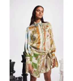 Alemais Checkmate Silk Mini Dress Multi Print Size AU 16 for rent on The Volte - image 2