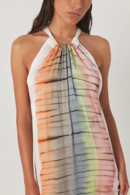 Rabens Saloner Hope Macaw Halter Maxi Dress Tangerine Combo Size M / AU 10 for rent on The Volte - image 3