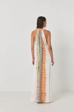 Rabens Saloner Hope Macaw Halter Maxi Dress Tangerine Combo Size M / AU 10 for rent on The Volte - image 2